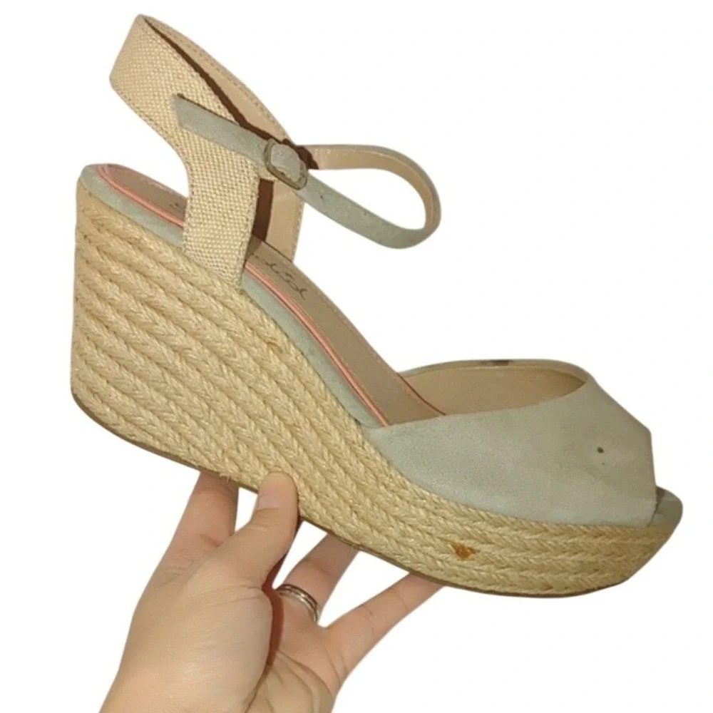 Splendid Ganes Seafoam Green Suede Wedge Sandal Size 9‎ Espadrilles Platform